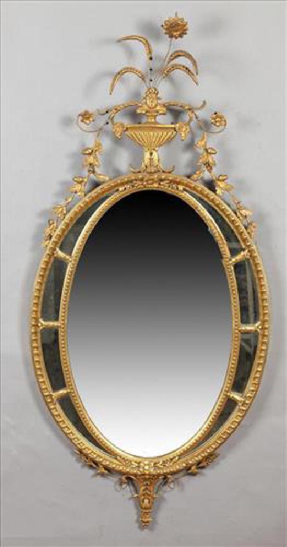 Rare Pair of 19th Century Ornate Giltwood Oval Mirrors (1 of 2)
