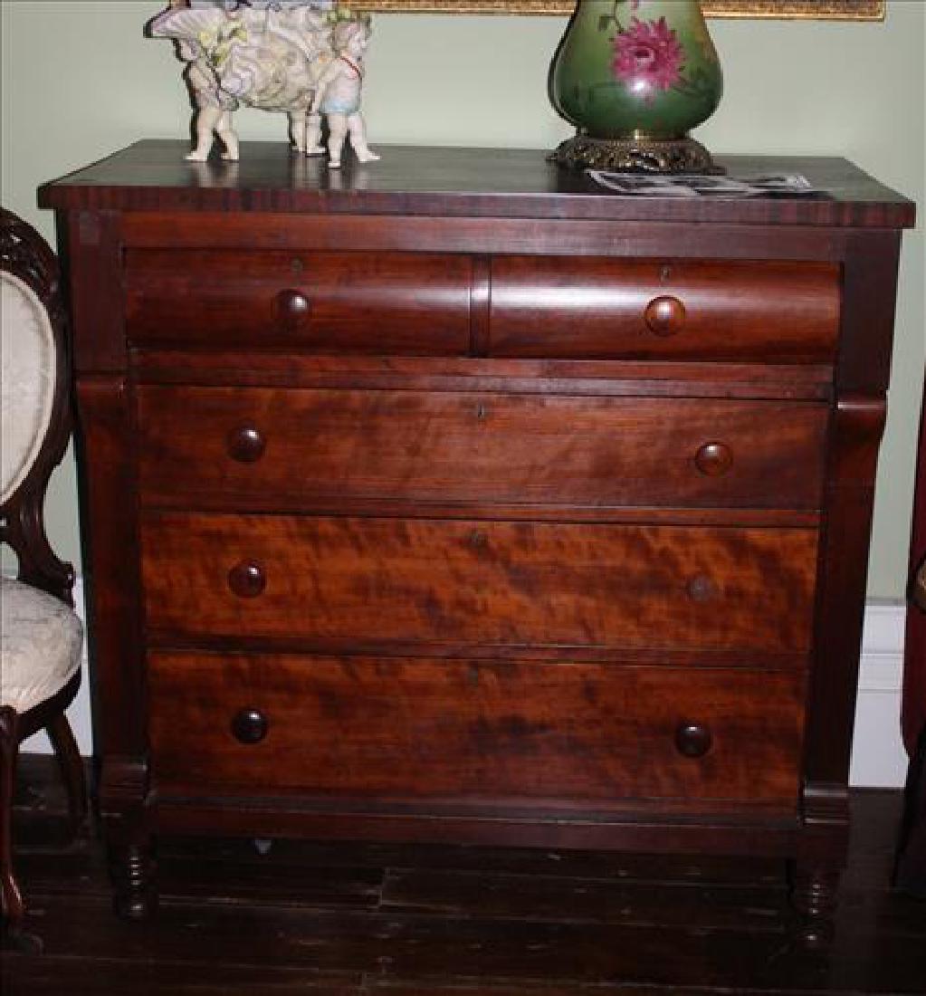 Mahogany Empire 5 drawer chest with original wood pulls (1 of 3)