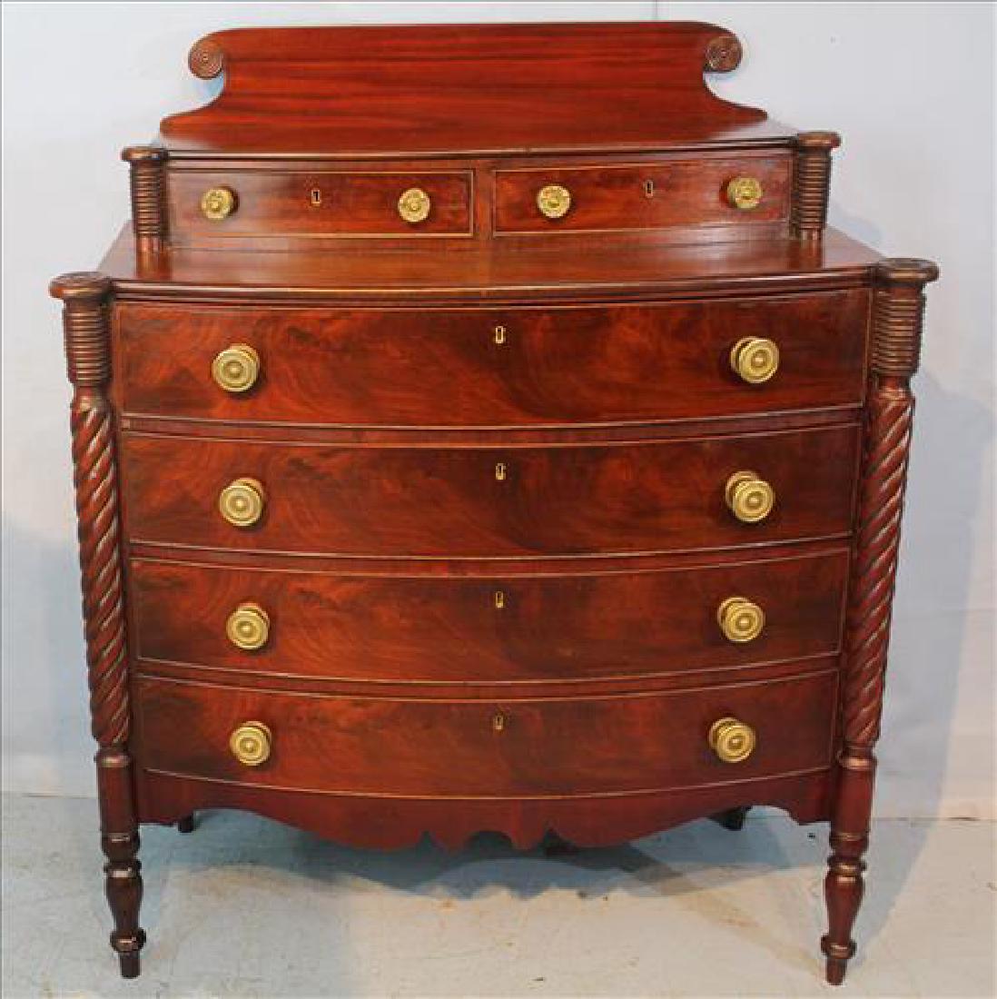 Early mahogany period 6 drawer chest with column front (1 of 3)