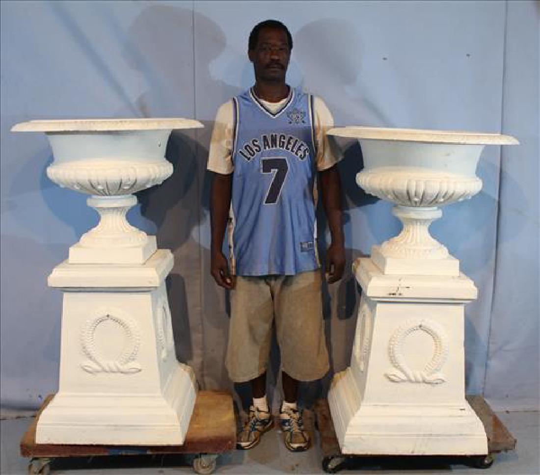 Pair large cast iron garden urns, 52 in. T, 30 in. Dia. (1 of 3)