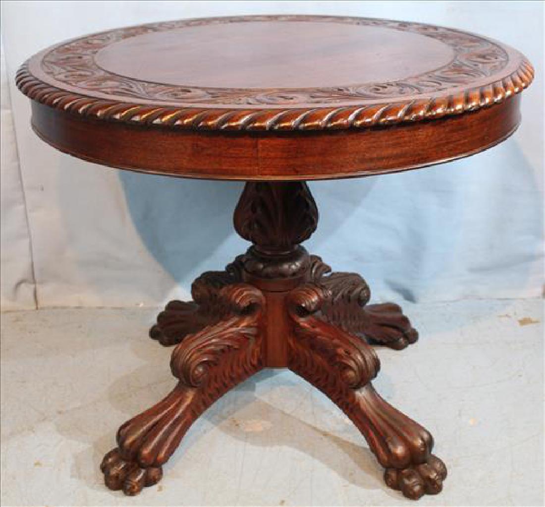 Mahogany Federal style center table with claw feet (1 of 3)