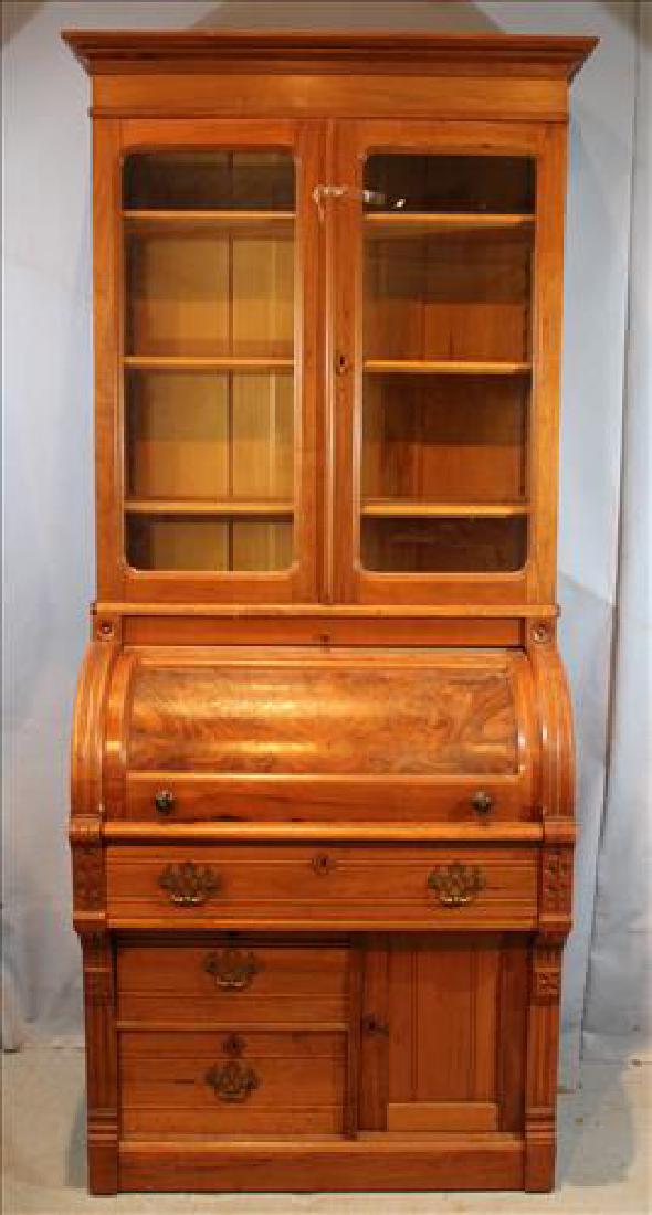 Walnut Victorian cylinder roll secretary desk (1 of 4)