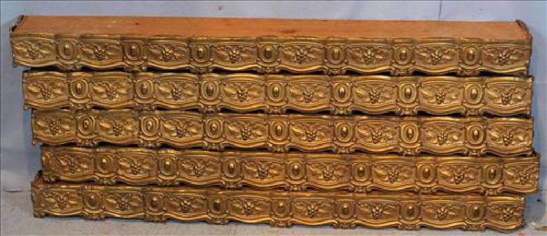 Set 5 pressed brass Victorian window cornices, 54.5 in. (1 of 3)
