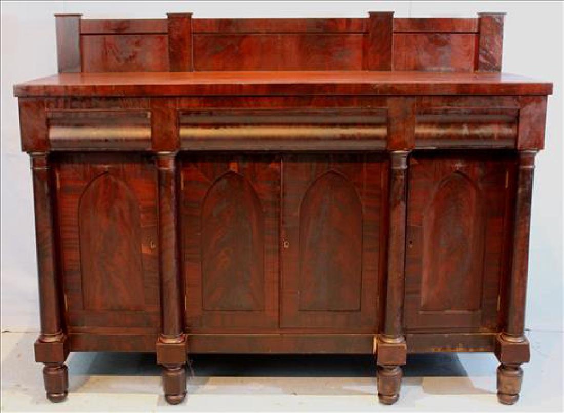 Mahogany Empire sideboard with chimney backsplash (1 of 3)