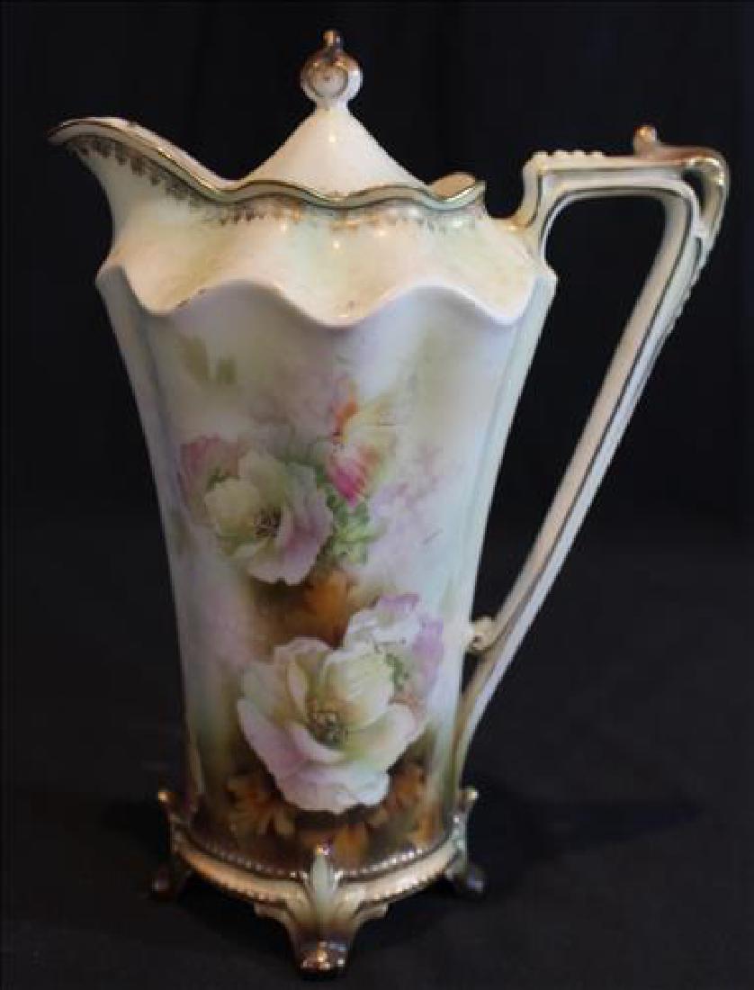 R.S. Prussia hand painted chocolate pot, 10.5 in. T. (1 of 3)