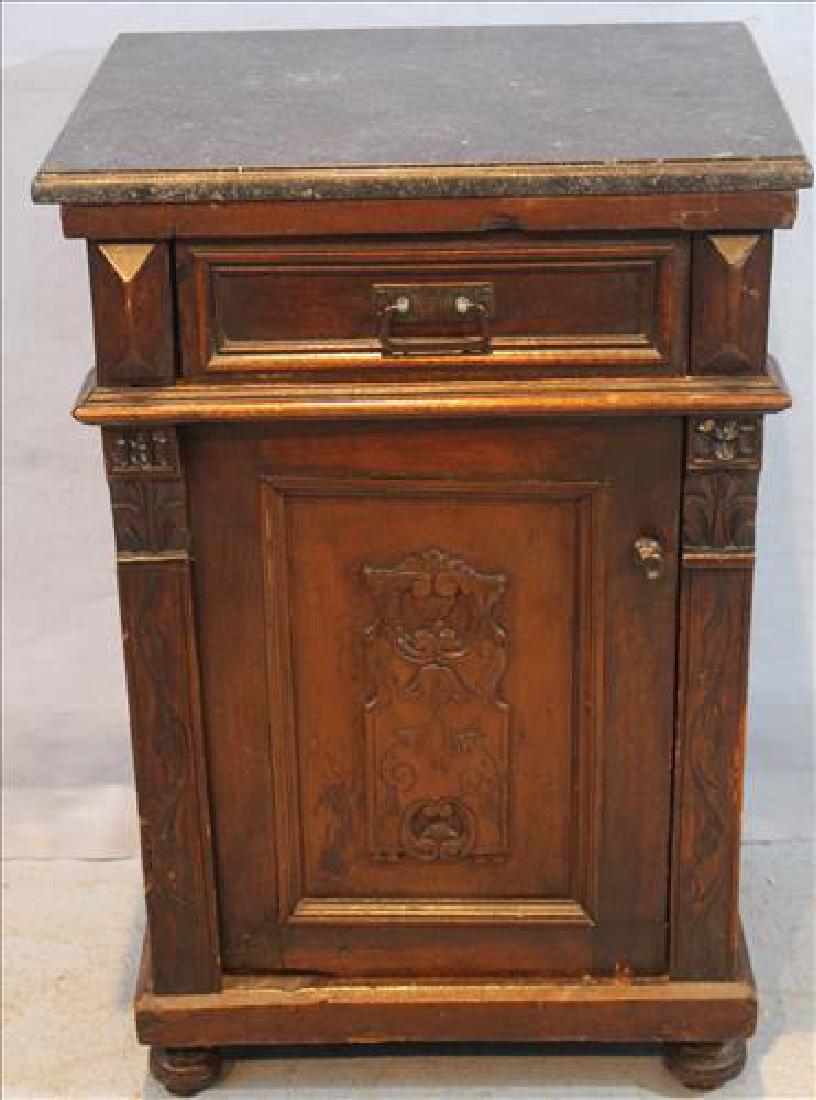 Walnut Victorian half commode with black marble (1 of 2)