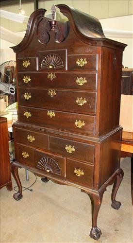 Mahogany Chippendale 2 piece highboy chest, 77 in. T. (1 of 2)