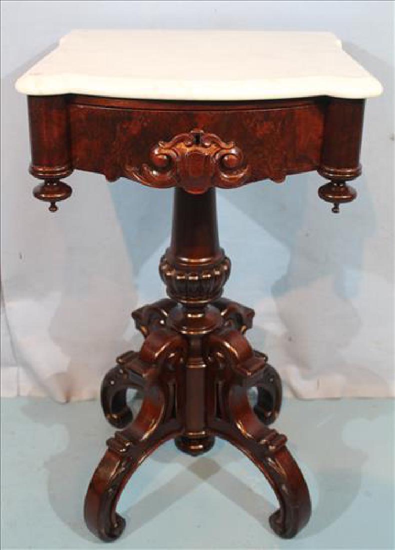 Victorian work stand with birds eye interior, signed (1 of 5)