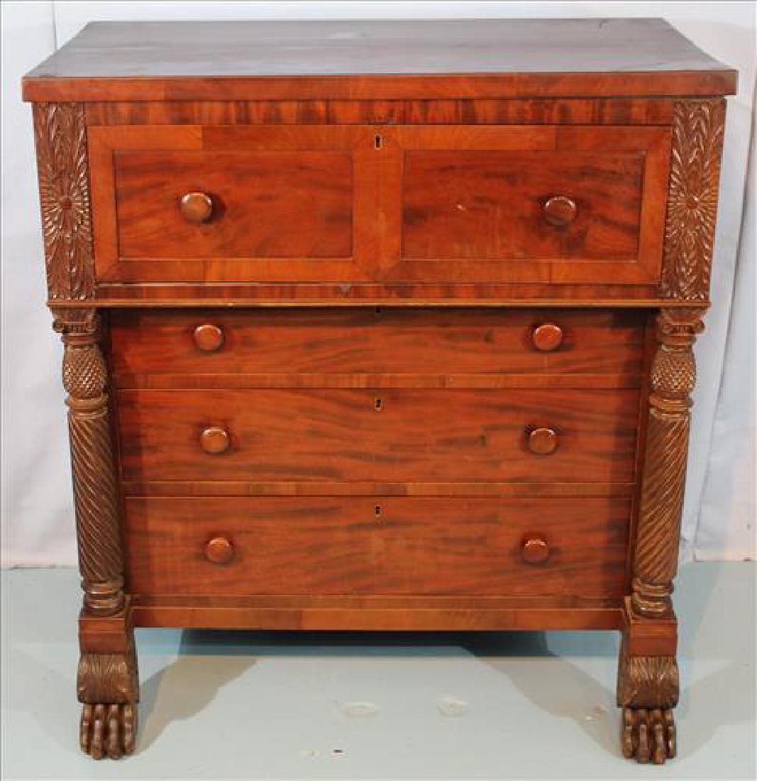 Mahogany Empire 4 drawer chest w acanthus carved (1 of 4)