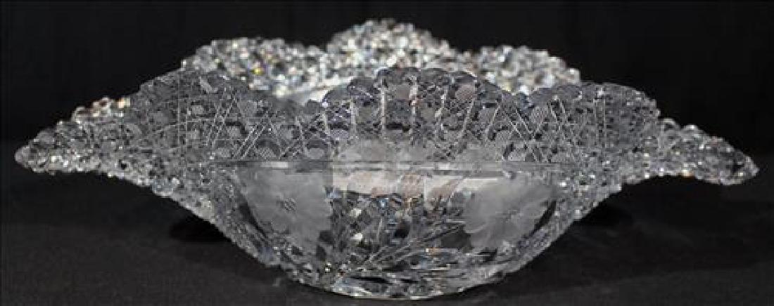 Cut glass bowl, Napoleon's hat, 14 in. L, 8.25 in. W. (1 of 3)