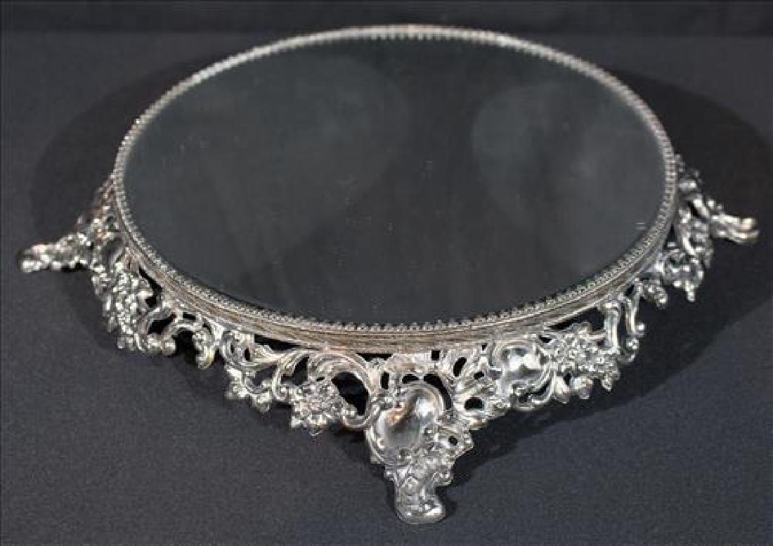 Silver-plate plateau mirror, 10 in. Dia. (1 of 3)
