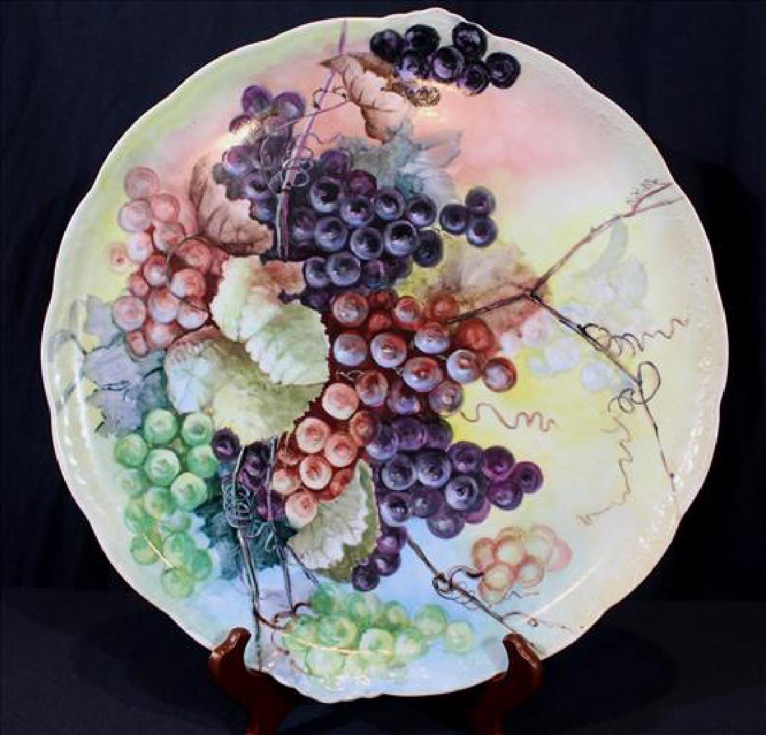 Large 15.5 in. Limoges hand painted charger, artist (1 of 3)