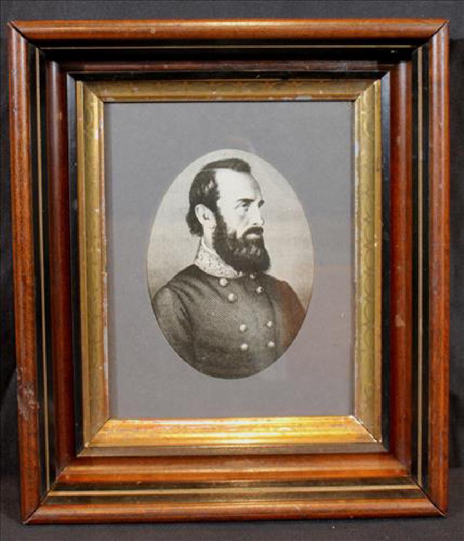 Antique print of Stonewall Jackson in walnut frame, 14 (1 of 3)