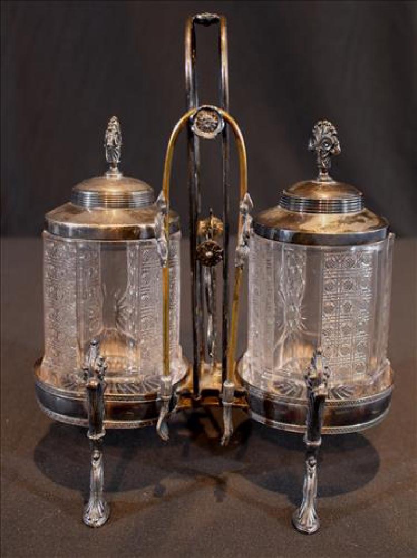 Victorian silverplate double pickle caster with Oct 07, 2017
