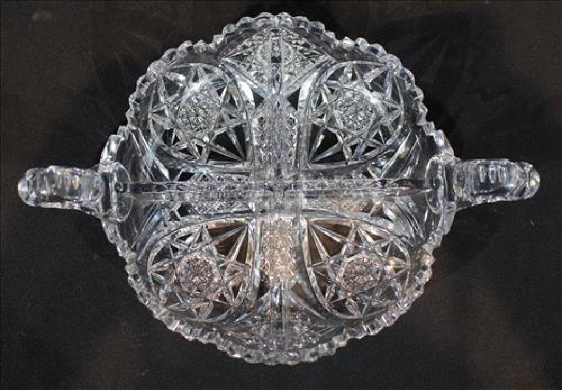 Brilliant cut glass divided nappy with double handle (1 of 2)