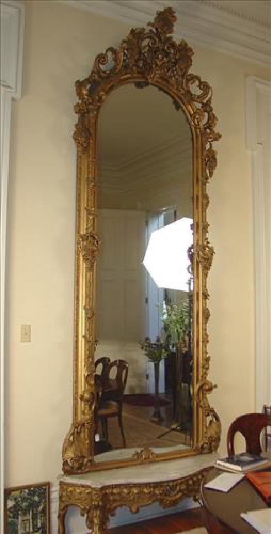 Palatial gold Victorian pier mirror with marble base