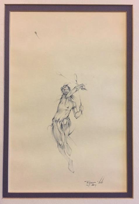 Original art work by Jerome Tiger drawing of Indian (1 of 1)