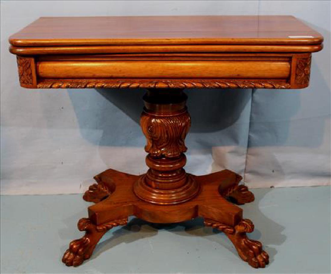 Mahogany Empire game table, acanthus carved (1 of 2)
