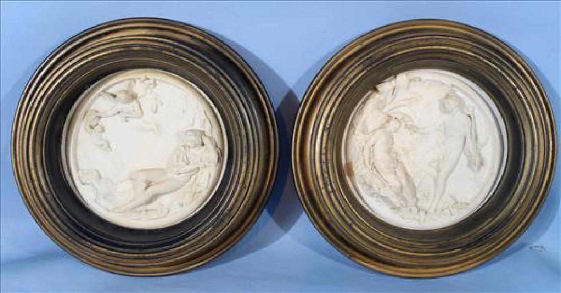 Pair Parian plaques in shadow box frames, ca. 1886 (1 of 4)