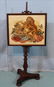 Victorian rosewood fire screen with needlepoint