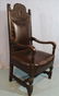 Heavy oak fireside chair with leather upholstery - 3
