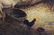 19th Century oil on canvas of sheep and barn scene - 3