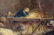 19th Century oil on canvas of sheep and barn scene - 4