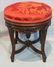 Rosewood rococo swivel piano stool with red upholstery