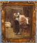 Small oil on board of 19th Century Dutch lady in barn