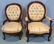 Pair Walnut Victorian parlor chairs, ladies and gents