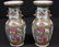 Pair rose medallion vases, 9.5in. T, 4 in Dia.