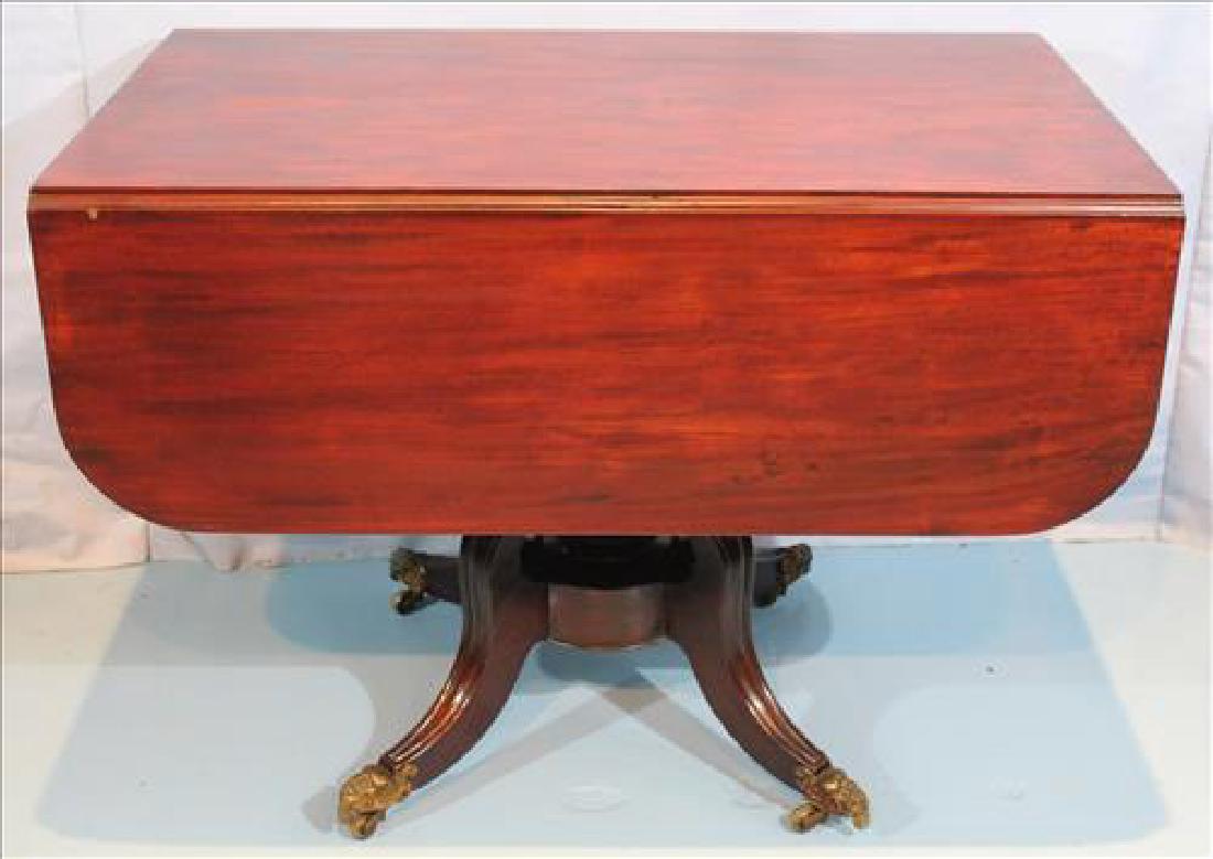 Mahogany drop leaf supper table with brass ram feet (1 of 4)