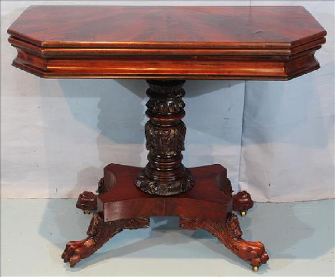 Mahogany Federal game table with acanthus base (1 of 4)