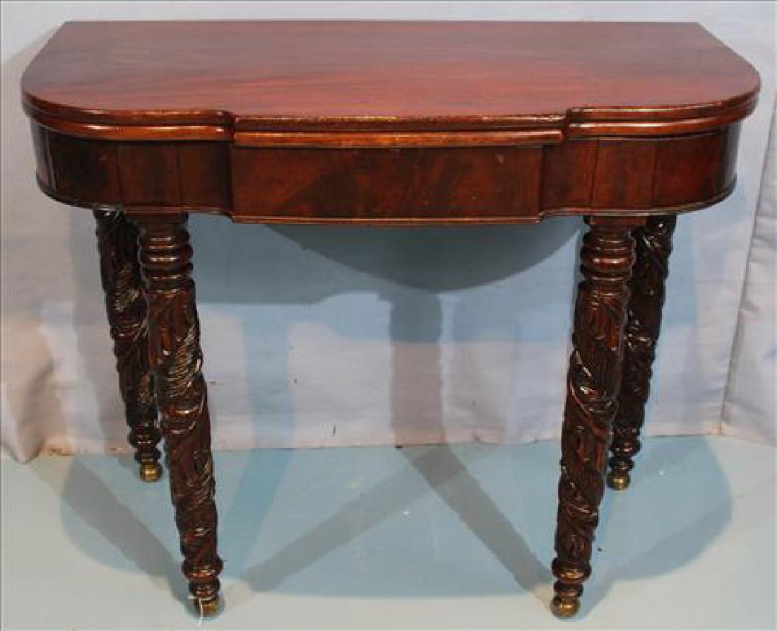 Mahogany Empire game table with acanthus carved legs (1 of 3)