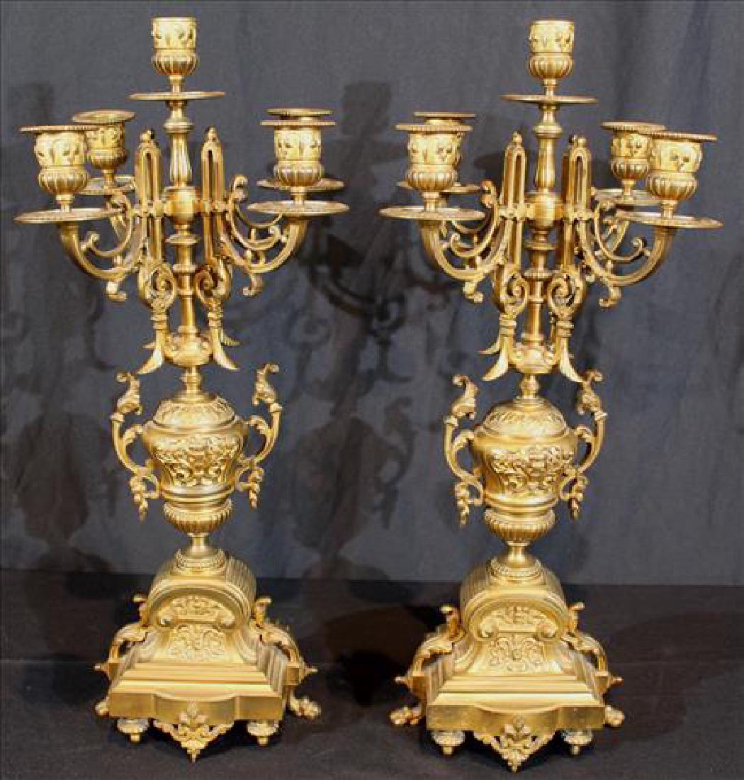 Set of 5 light brass candelabras, 21 in. T. (1 of 4)