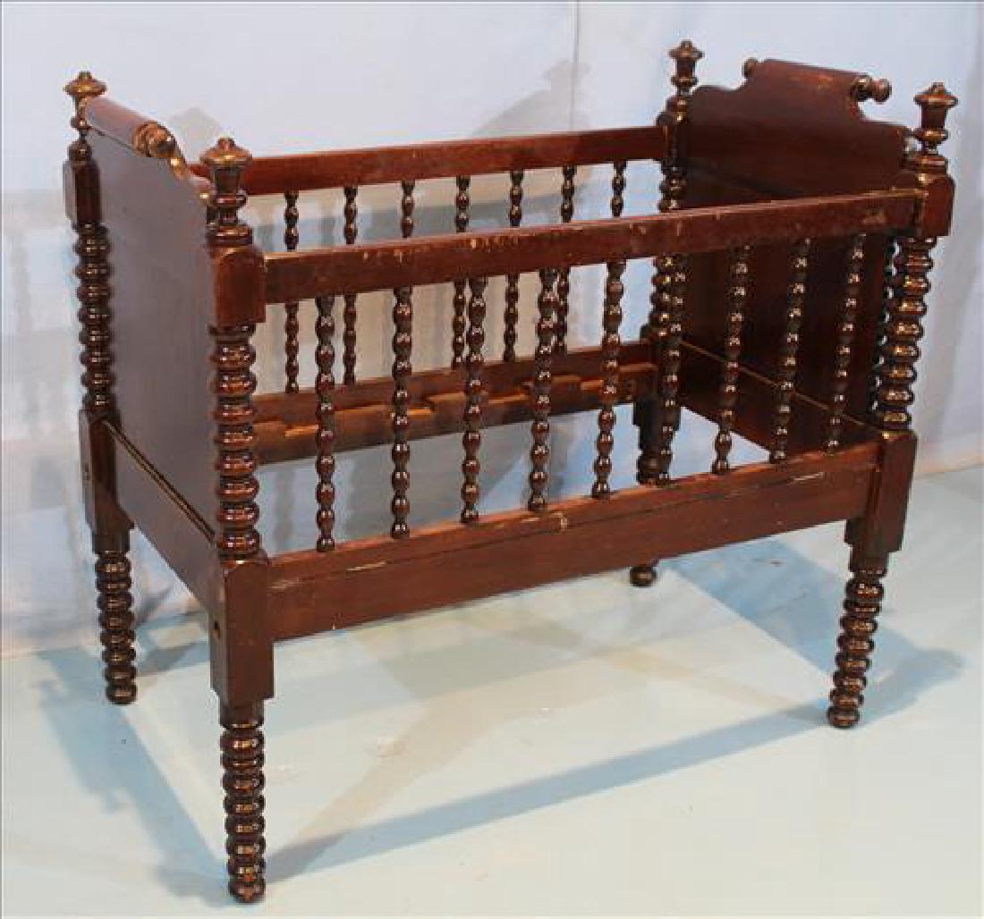 Mahogany baby bed, 39 in. T, 42 in. W, 24 in. D. (1 of 3)