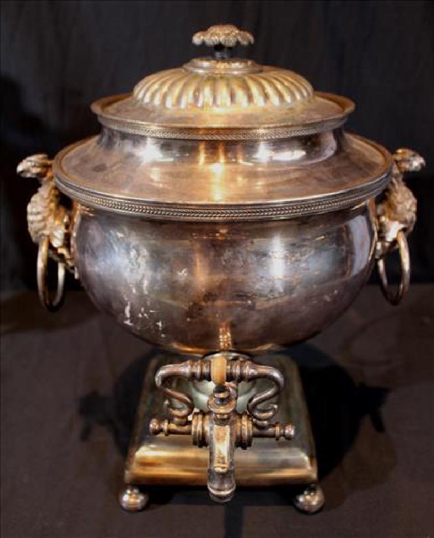 Silver over copper coffee urn, 15 in T. (1 of 4)
