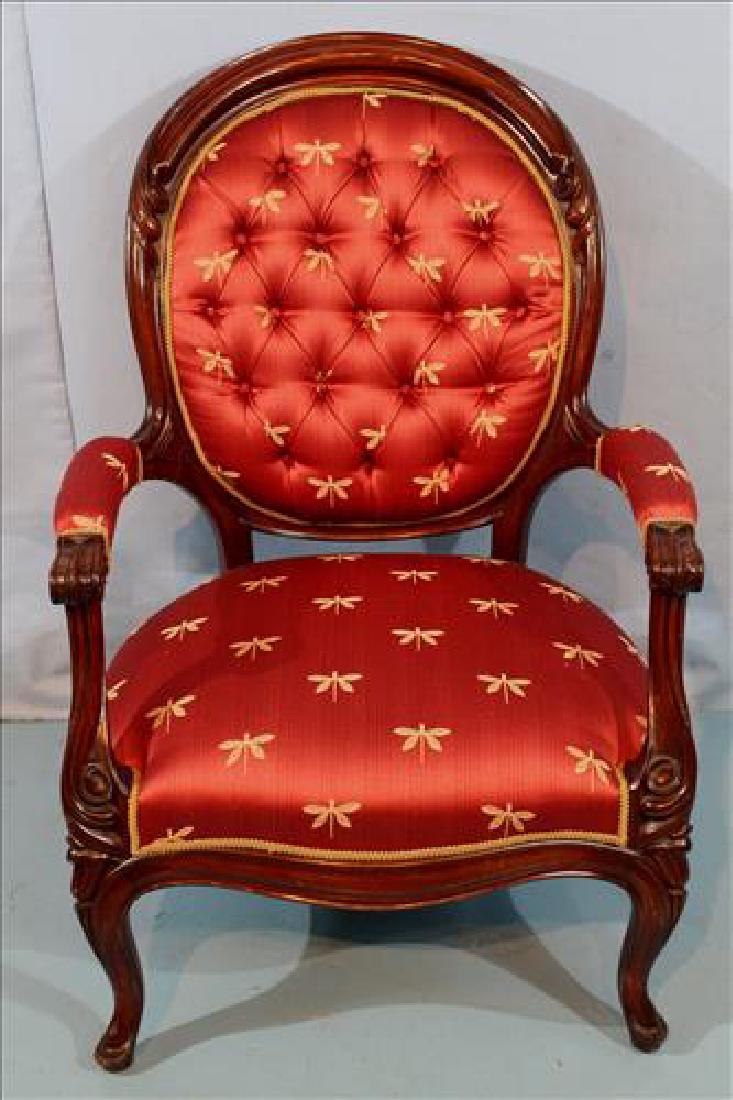 Walnut Victorian gentleman's parlor chair (1 of 3)