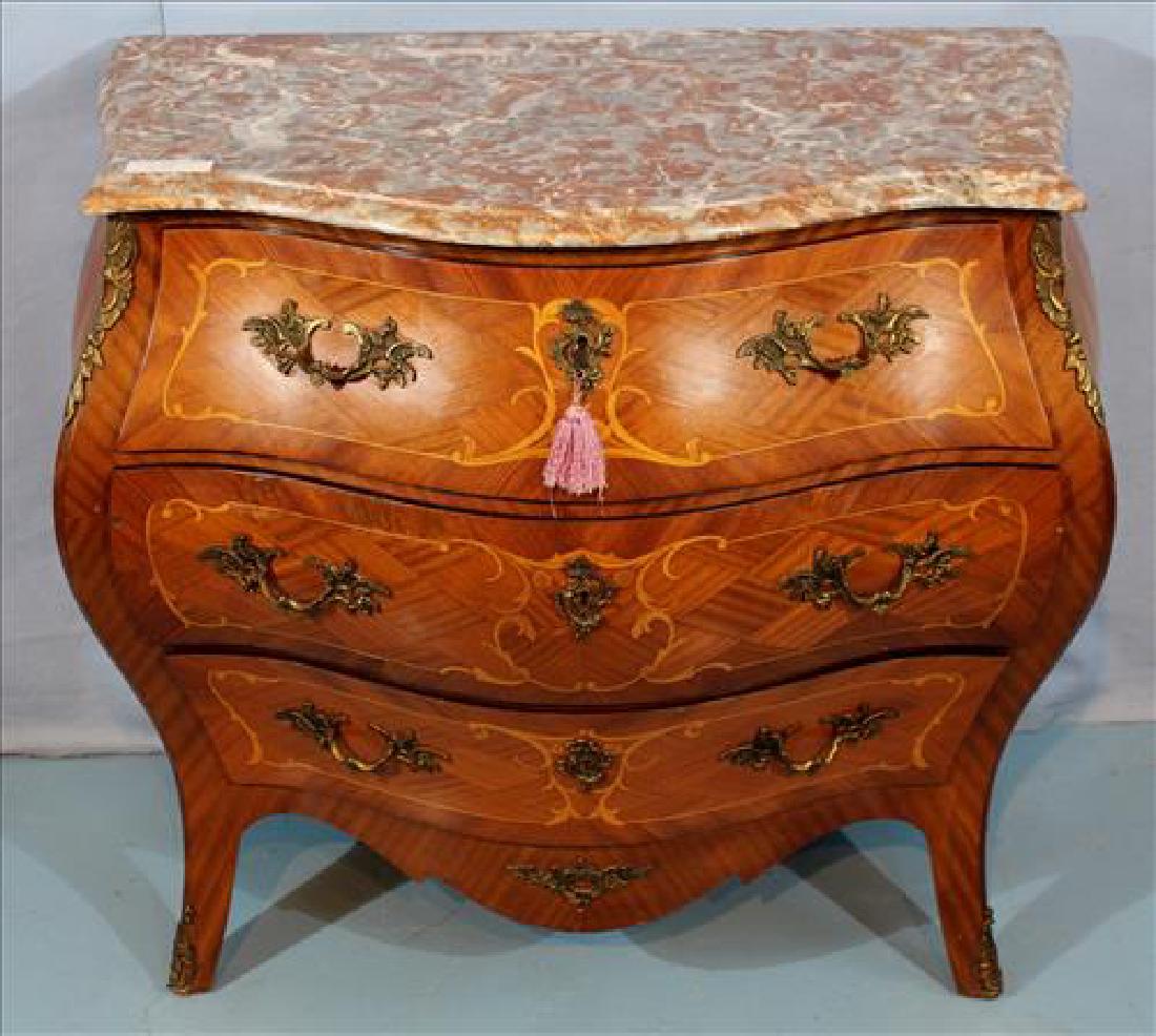 Mahogany inlaid Bombay chest with marble top (1 of 4)