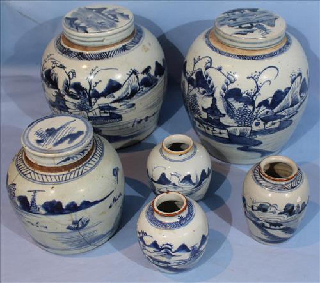 6 pieces of very old Chinese canton ginger jars (1 of 4)