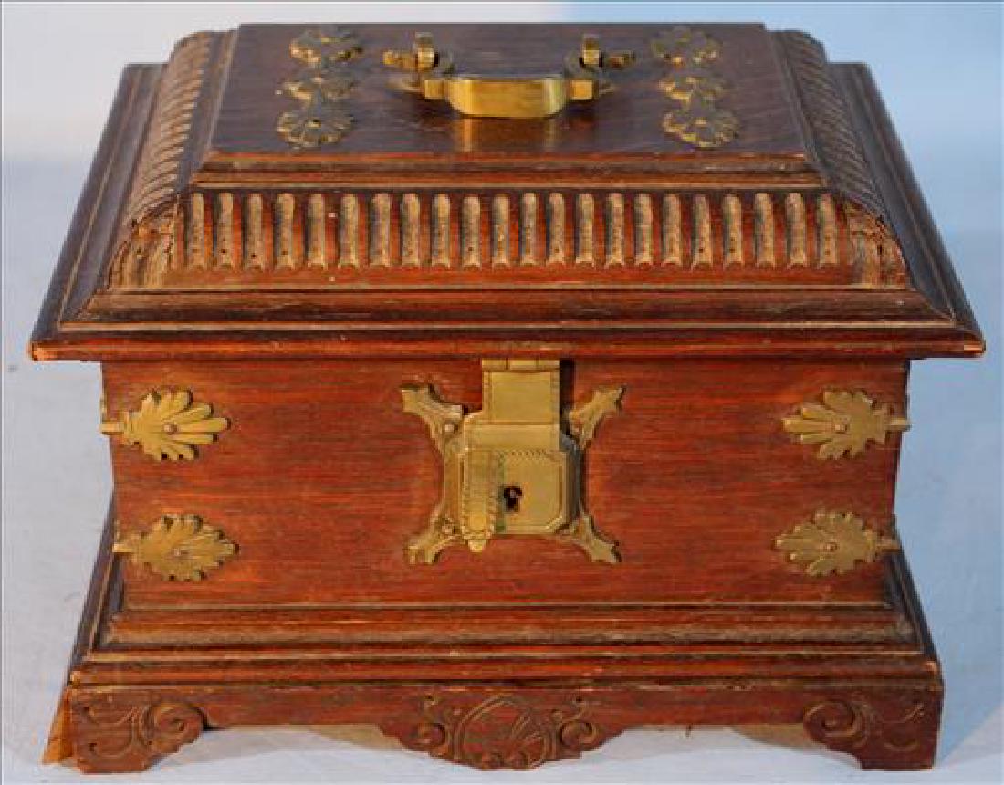 19th Century brass mounted oak chest (1 of 2)