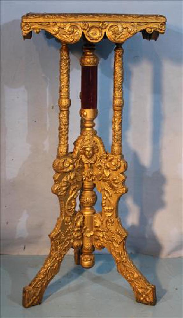 Victorian gold gilded pedestal with ornate decoration,