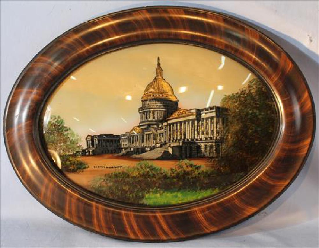 Reverse painting on convex glass of Capitol Washington: Reverse painting on convex glass of the Capitol Washington