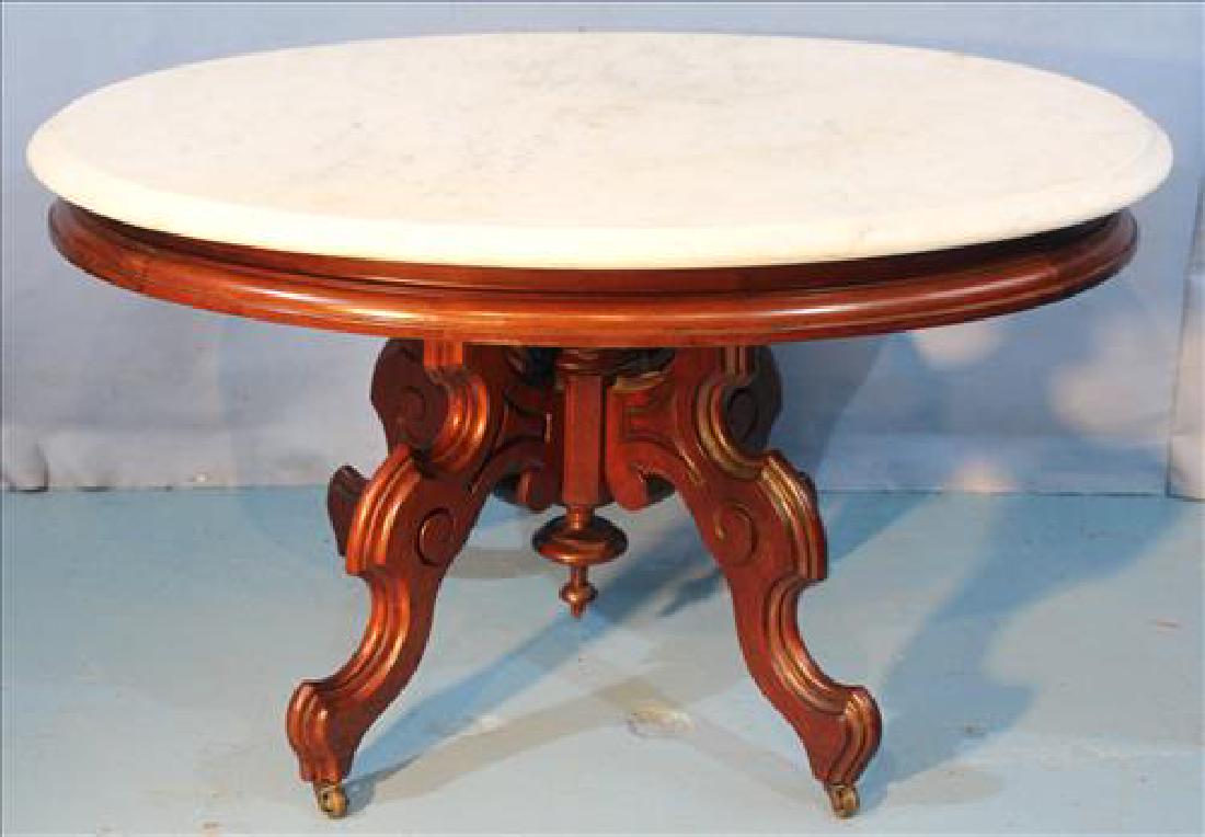 Walnut Victorian coffee table with marble top (1 of 2)