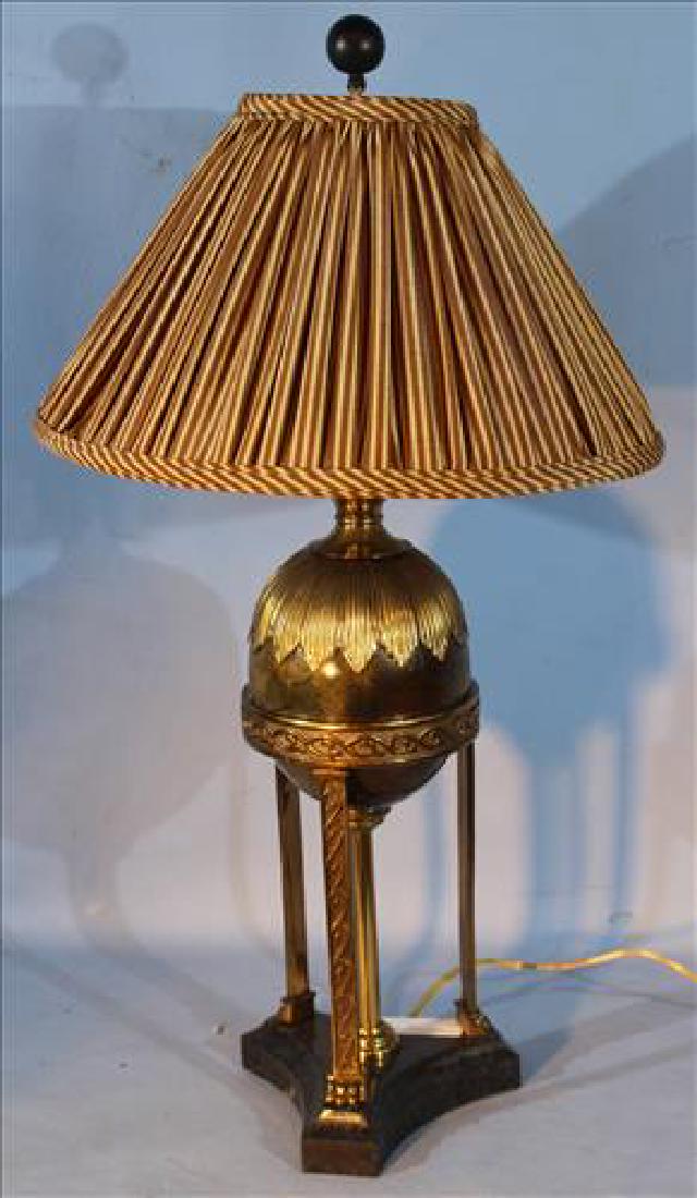 Quality brass and faux marble lamp, 28 in. T. (1 of 4)