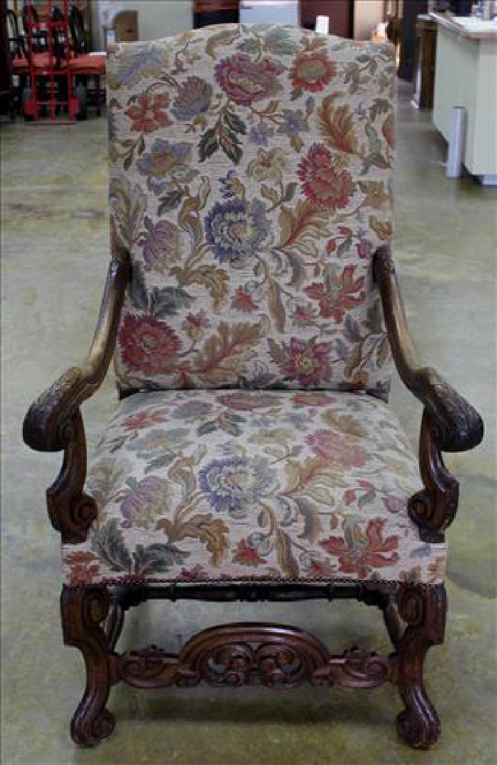 Mahogany fireside chair with tall back (1 of 3)