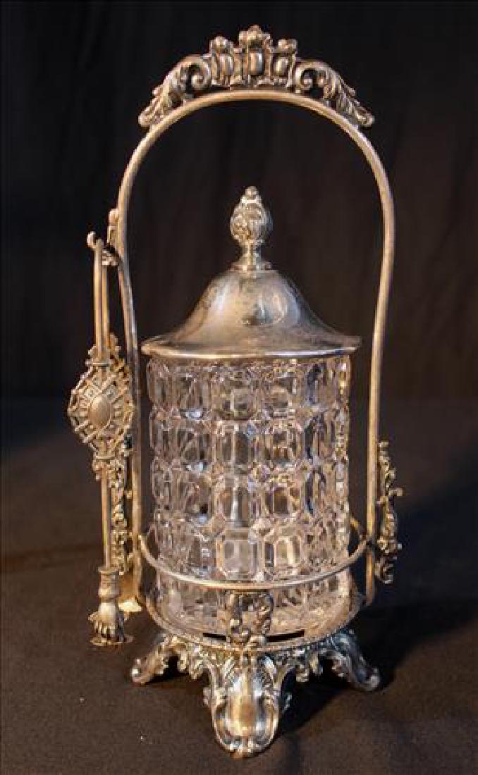 Pickle caster with clear jar, 10.5 in . T. (1 of 3)