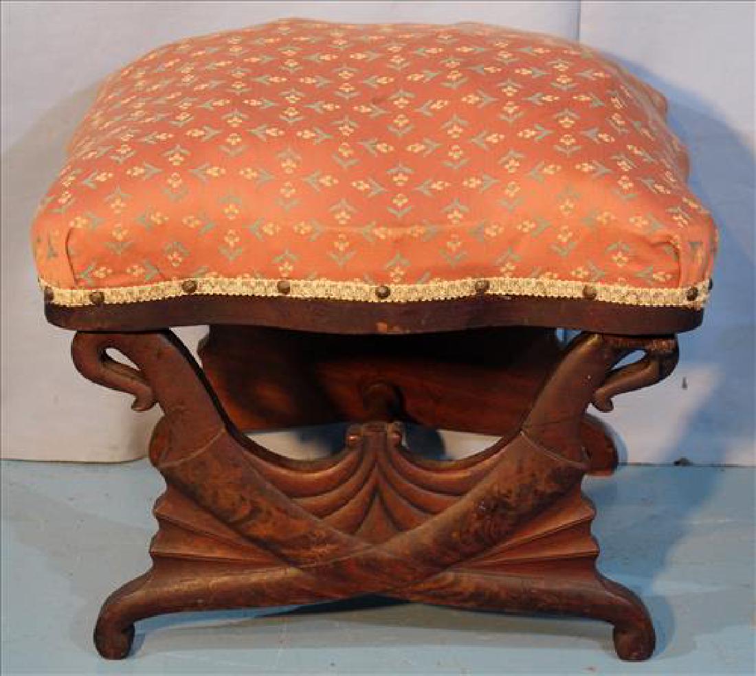 Mahogany Empire foot stool with supports on each end (1 of 3)