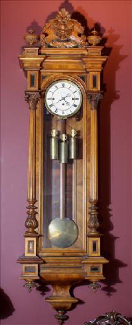 Vienna regulator 3 weight wall clock in walnut case (1 of 5)