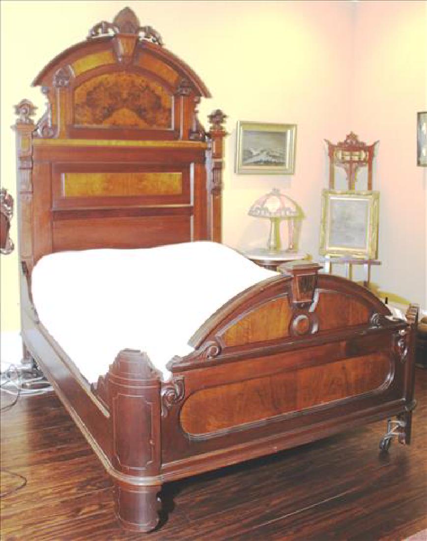 3 Pc Walnut Victorian High Back Bedroom Suite